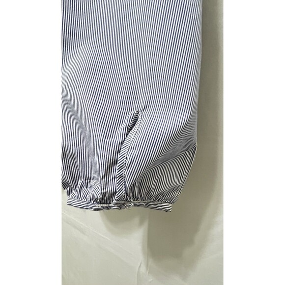 J. Crew Womens XL Blue Striped Ruffle Neck & Ruffle Center 100% Cotton Shirt - Picture 7 of 9